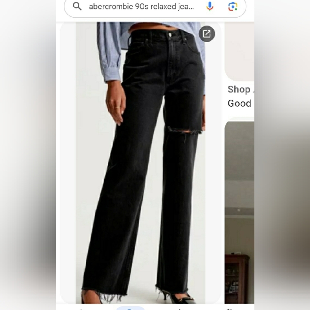 NWT Abercrombie & Fitch Curve Love 90s Relaxed High Rise Jeans Black Size 16